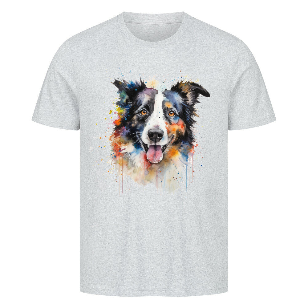 Premium T-Shirt "Border Collie - Aqua" Heather Grey – hunde-shirt.de