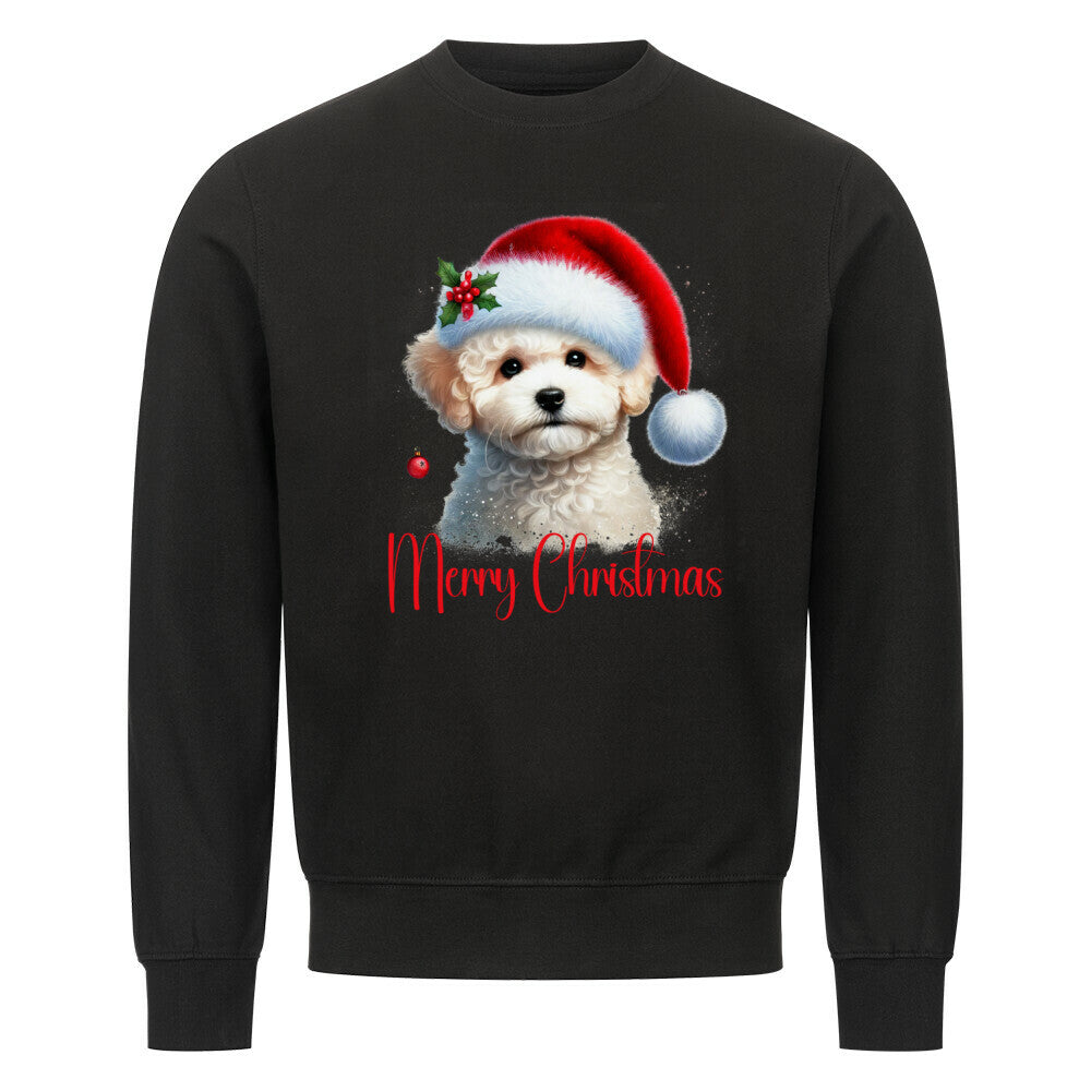 Premium Sweatshirt "Bologneser - Merry Christmas" Schwarz – hunde-shirt.de