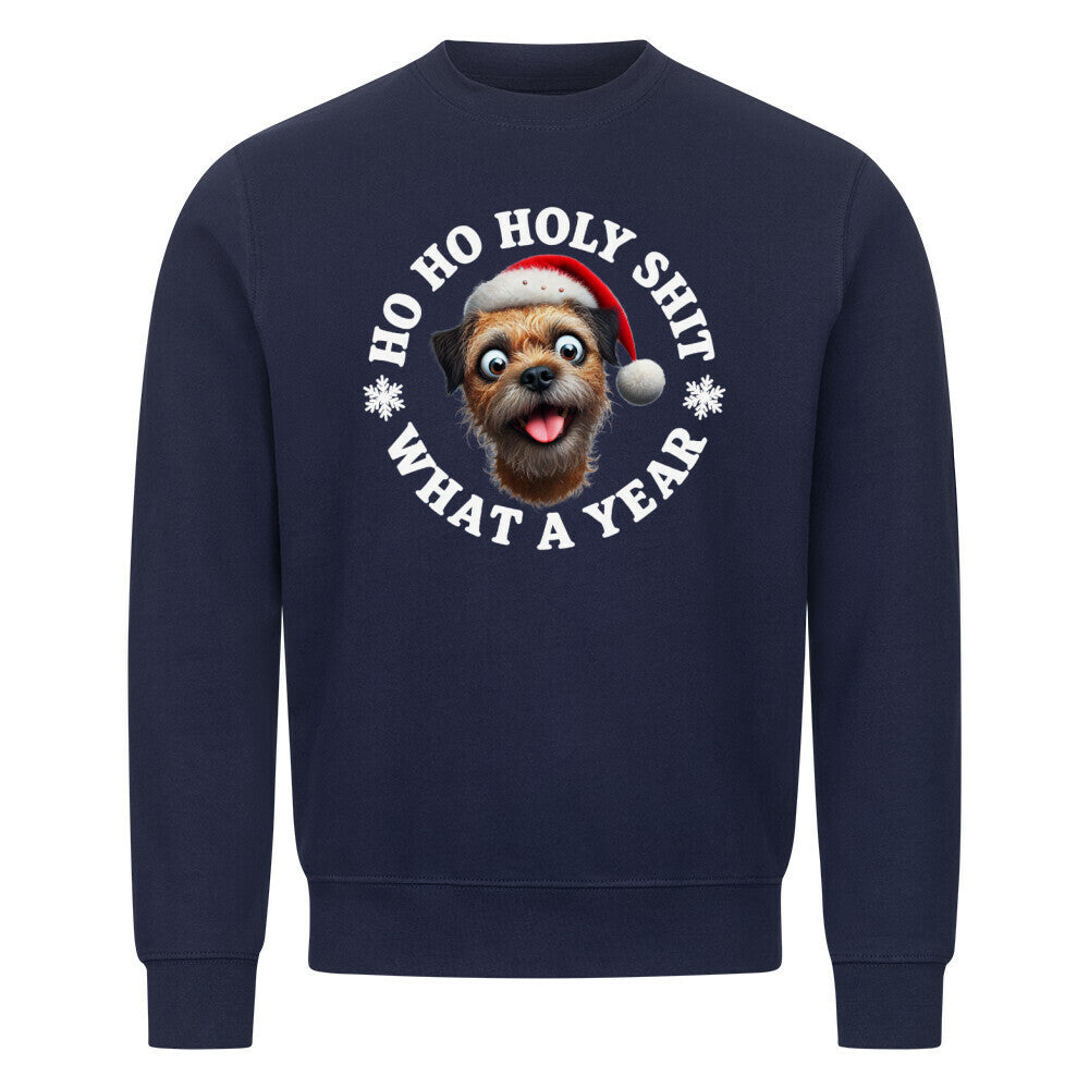 Premium Sweatshirt "Border Terrier - HO HO..." Navy Blue – hunde-shirt.de