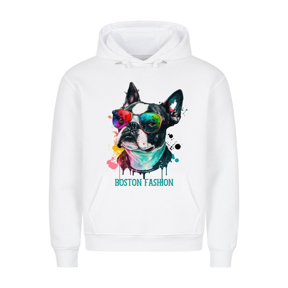 Premium Hoodie "Boston Terrier - Fashion" Weiß – hunde-shirt.de