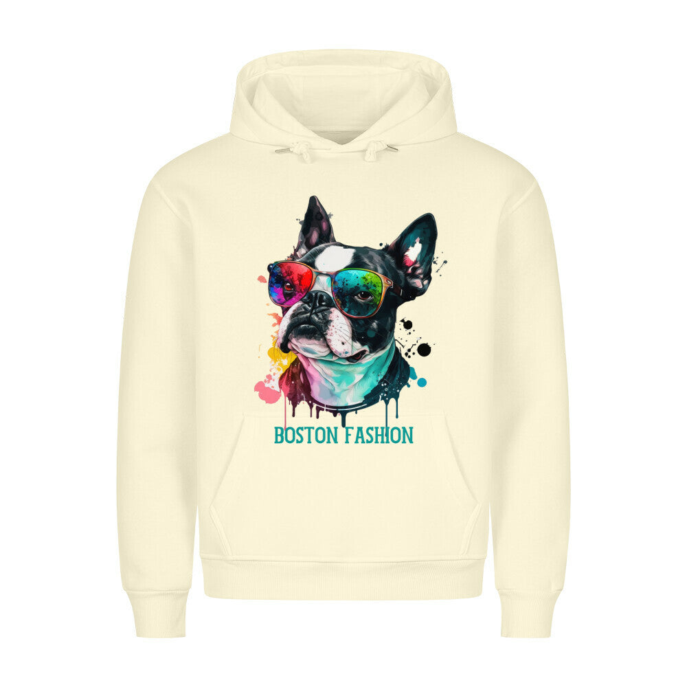 Premium Hoodie "Boston Terrier - Fashion" Beige – hunde-shirt.de