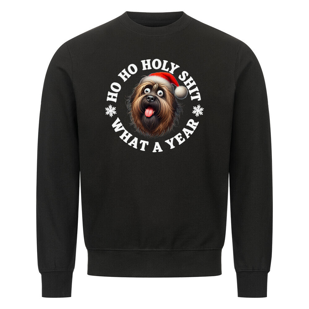 Premium Sweatshirt "Briard - HO HO..." Schwarz – hunde-shirt.de