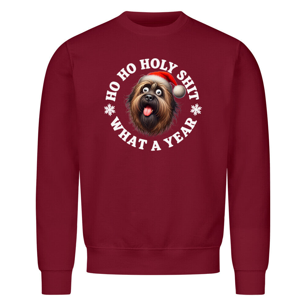Premium Sweatshirt "Briard - HO HO..." Burgunder – hunde-shirt.de