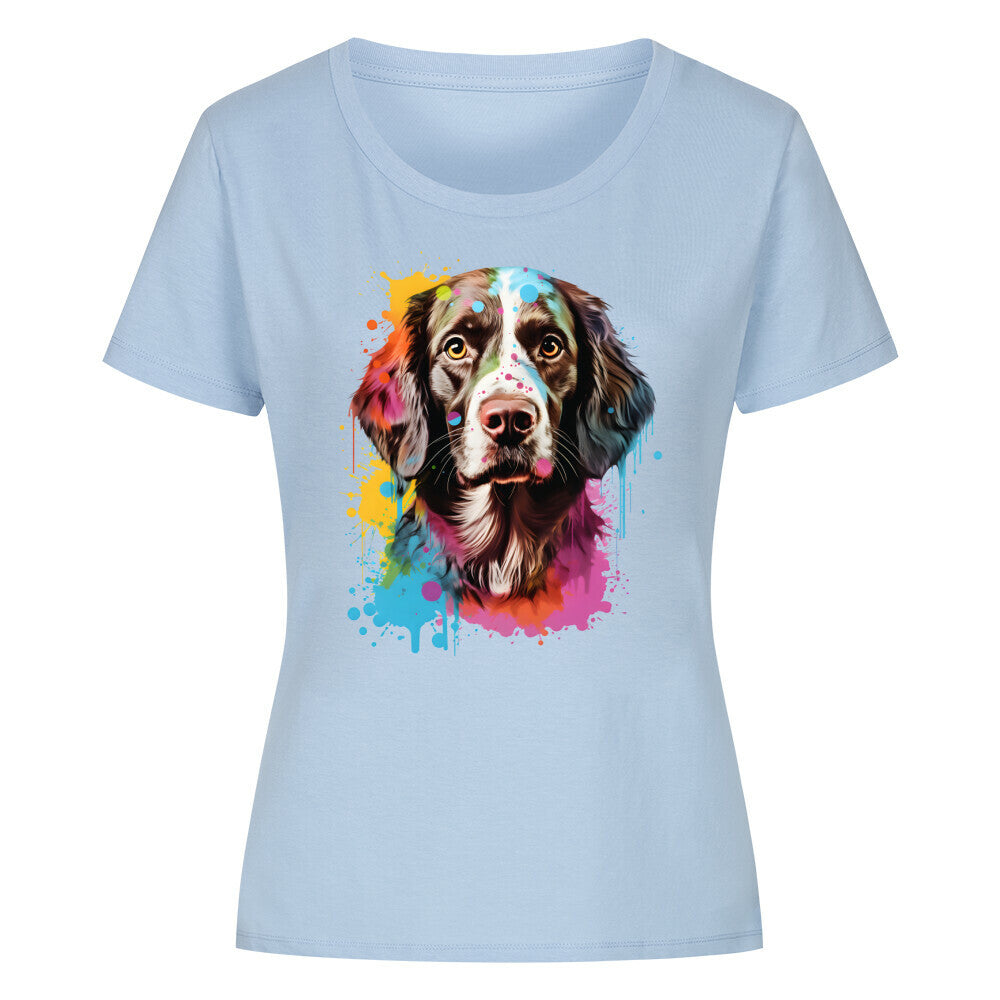 Premium Organic Damen-Shirt "Brittany Spaniel - Paint" Sky Blue – hunde-shirt.de