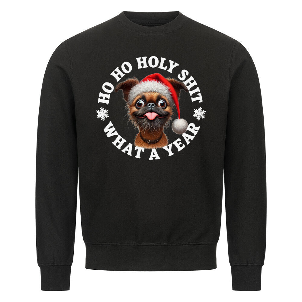 Premium Sweatshirt "Brüsseler Griffon - HO HO..." Schwarz – hunde-shirt.de