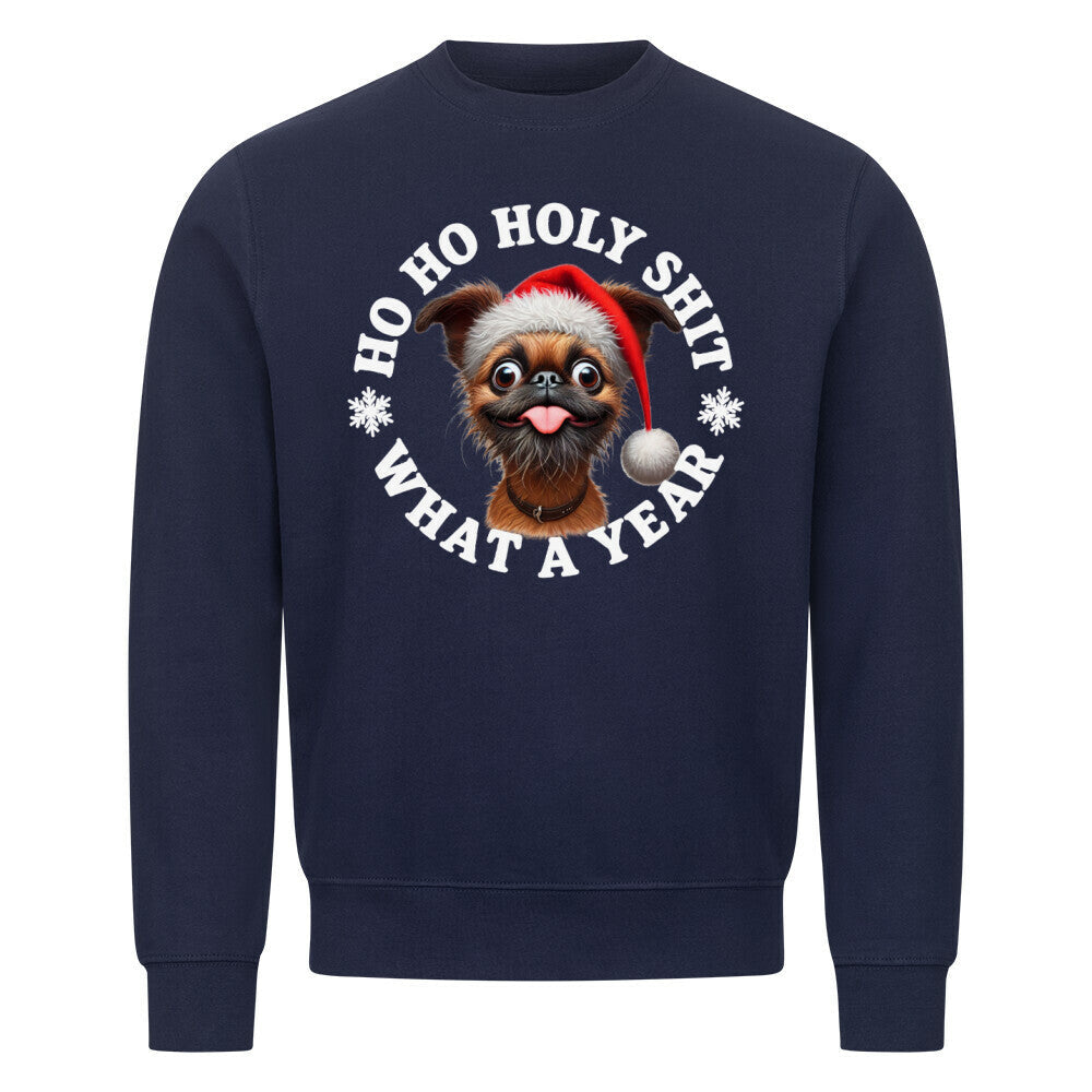 Premium Sweatshirt "Brüsseler Griffon - HO HO..." Navy Blue – hunde-shirt.de