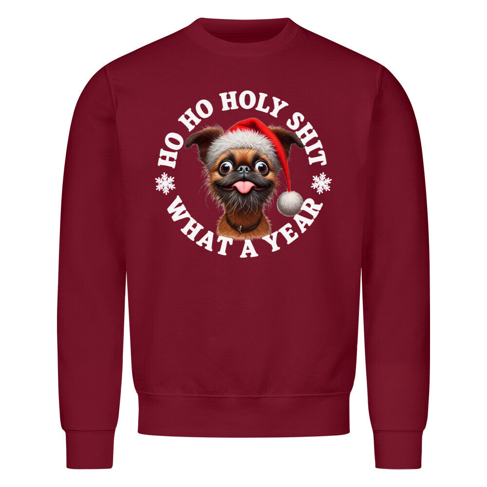 Premium Sweatshirt "Brüsseler Griffon - HO HO..." Burgunder – hunde-shirt.de