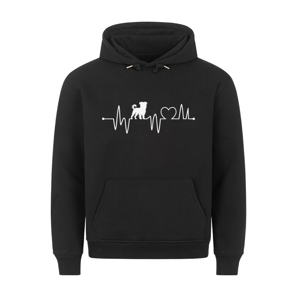 Premium Hoodie "Brüsseler Griffon - Heartbeat" Schwarz – hunde-shirt.de