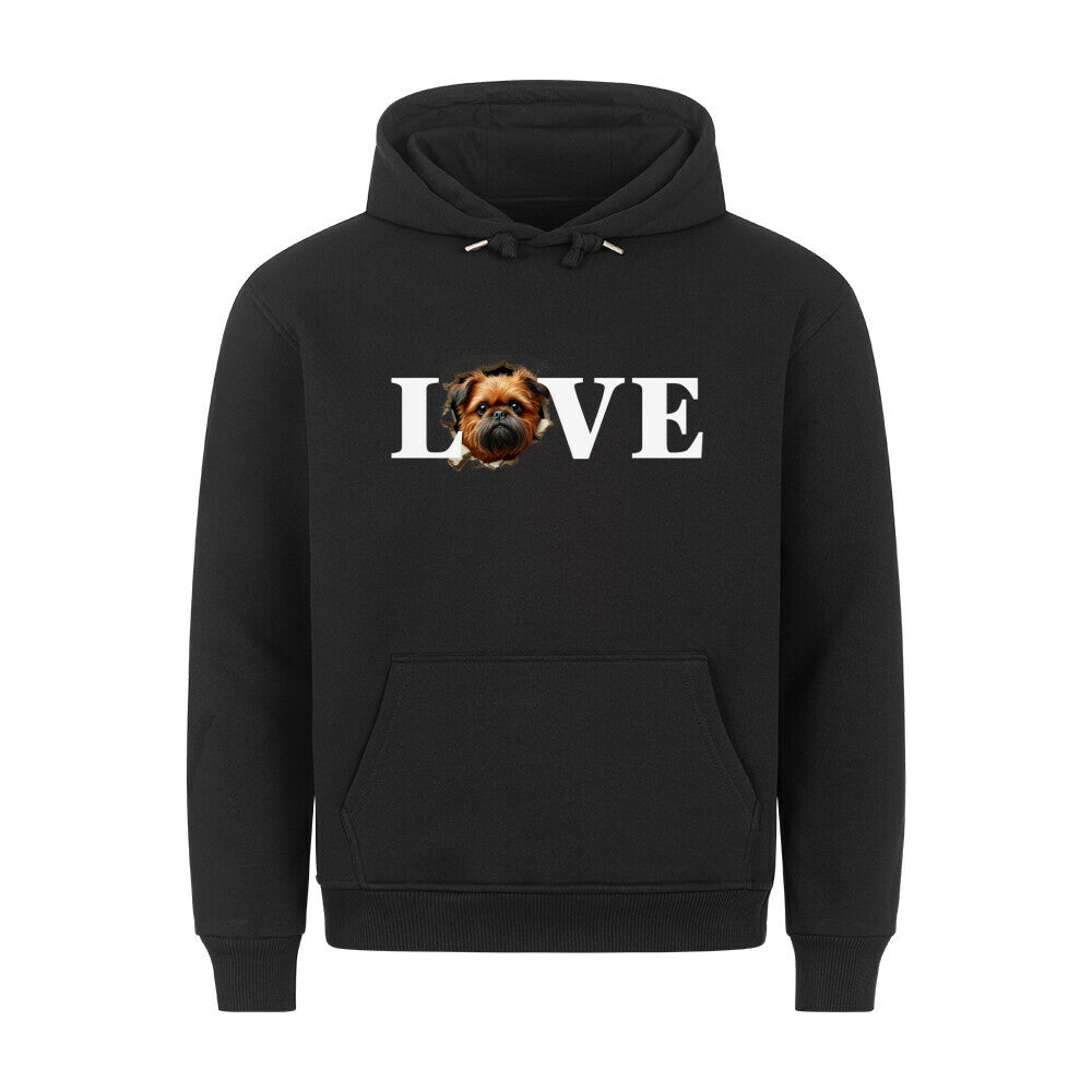 Premium Hoodie "Brüsseler Griffon - LOVE" Schwarz – hunde-shirt.de