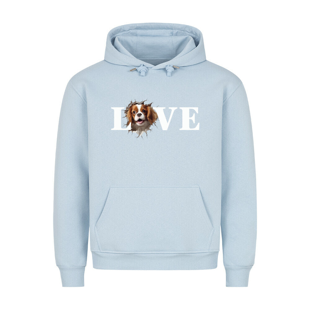 Premium Hoodie "Cavalier King Charles - LOVE" Babyblau – hunde-shirt.de
