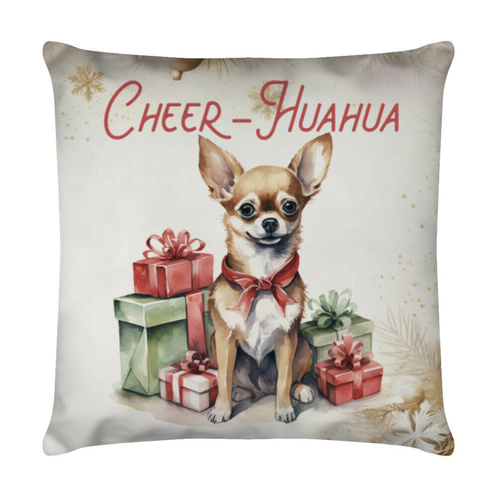 Kissen "Chihuahua - Cheer-Huahua" Weiß – hunde-shirt.de