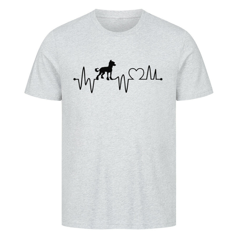 Premium T-Shirt "Chinese Crested Dog - Heartbeat" Heather Grey – hunde-shirt.de