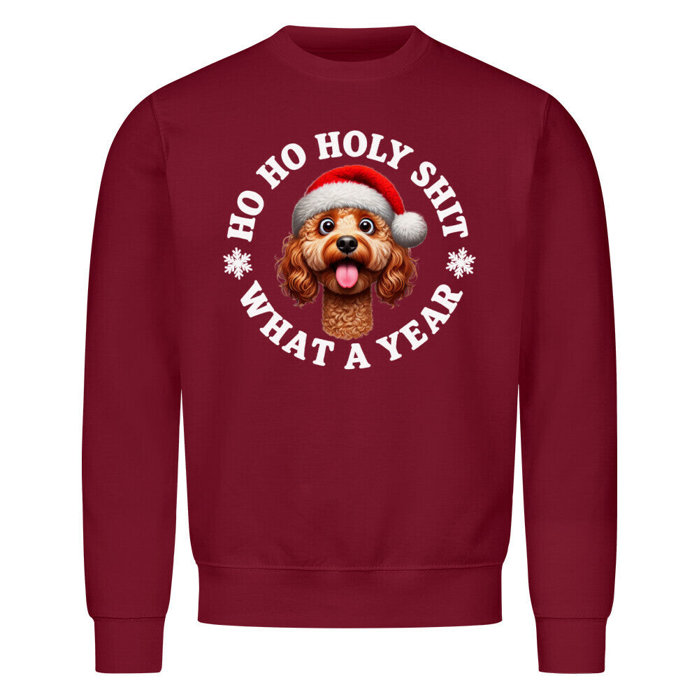 Premium Sweatshirt "Cockapoo - HO HO..." Burgunder – hunde-shirt.de