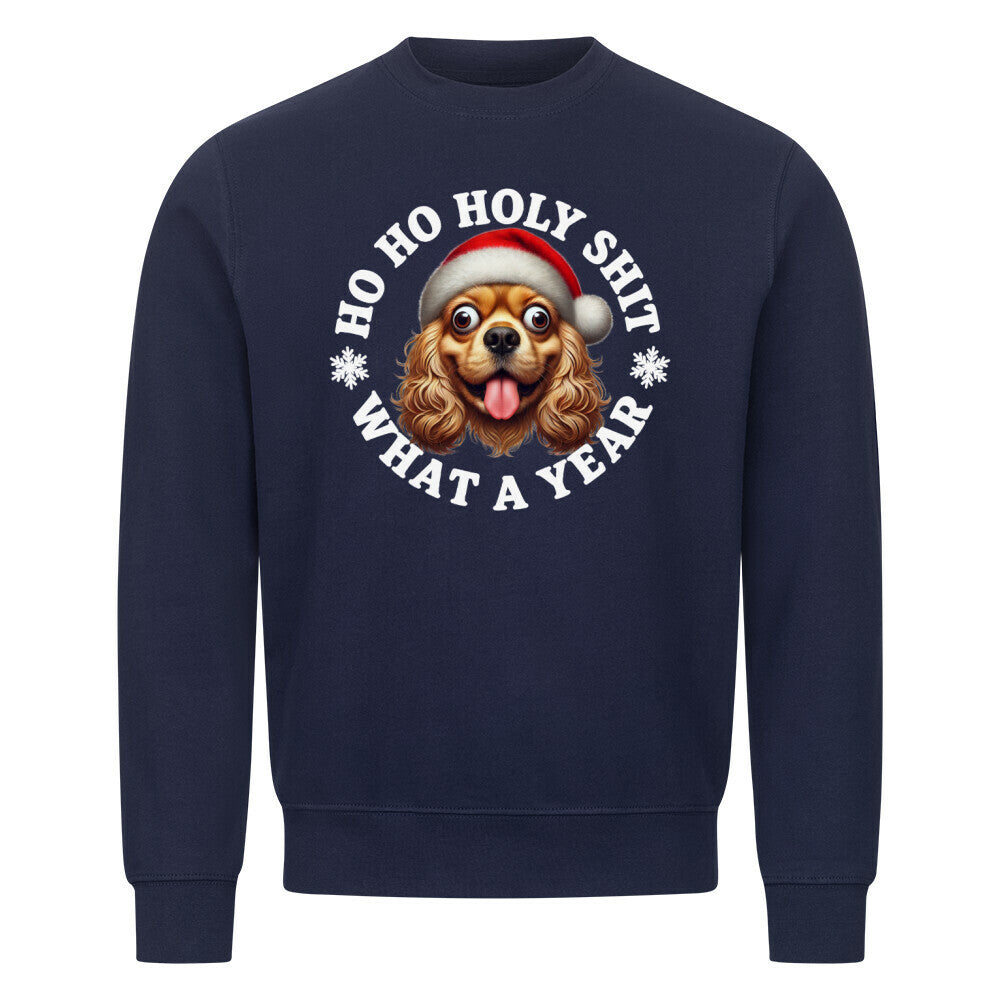Premium Sweatshirt "Cocker Spaniel - HO HO..." Navy Blue – hunde-shirt.de