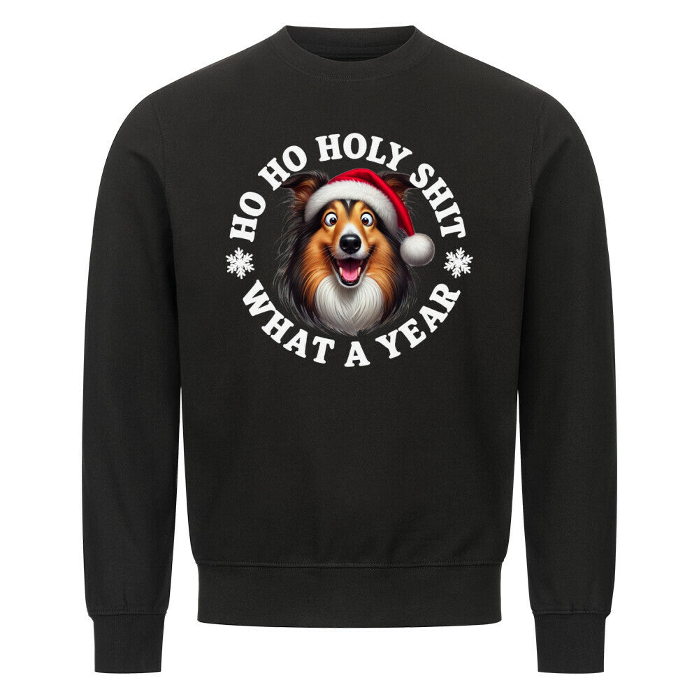 Premium Sweatshirt "Collie - HO HO..." Schwarz – hunde-shirt.de