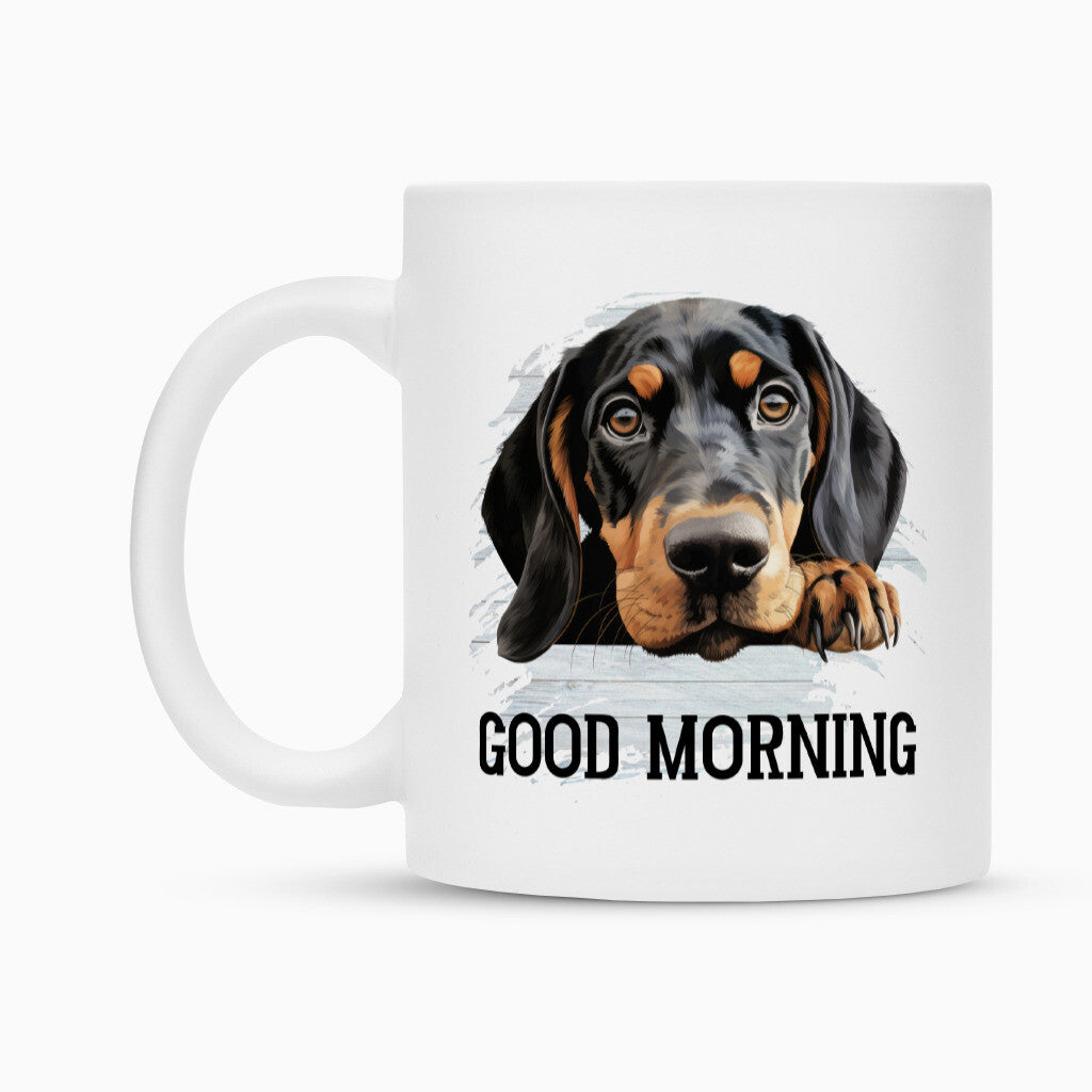Tasse "Coonhound ( b + t ) - Good Morning" – hunde-shirt.de