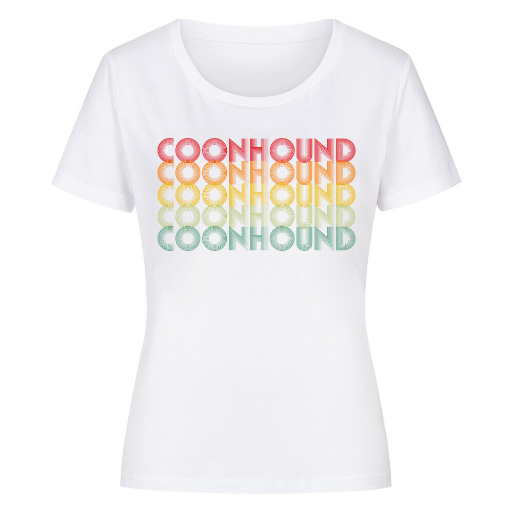 Premium Organic Damen-Shirt "Coonhound - Retro" Weiß – hunde-shirt.de