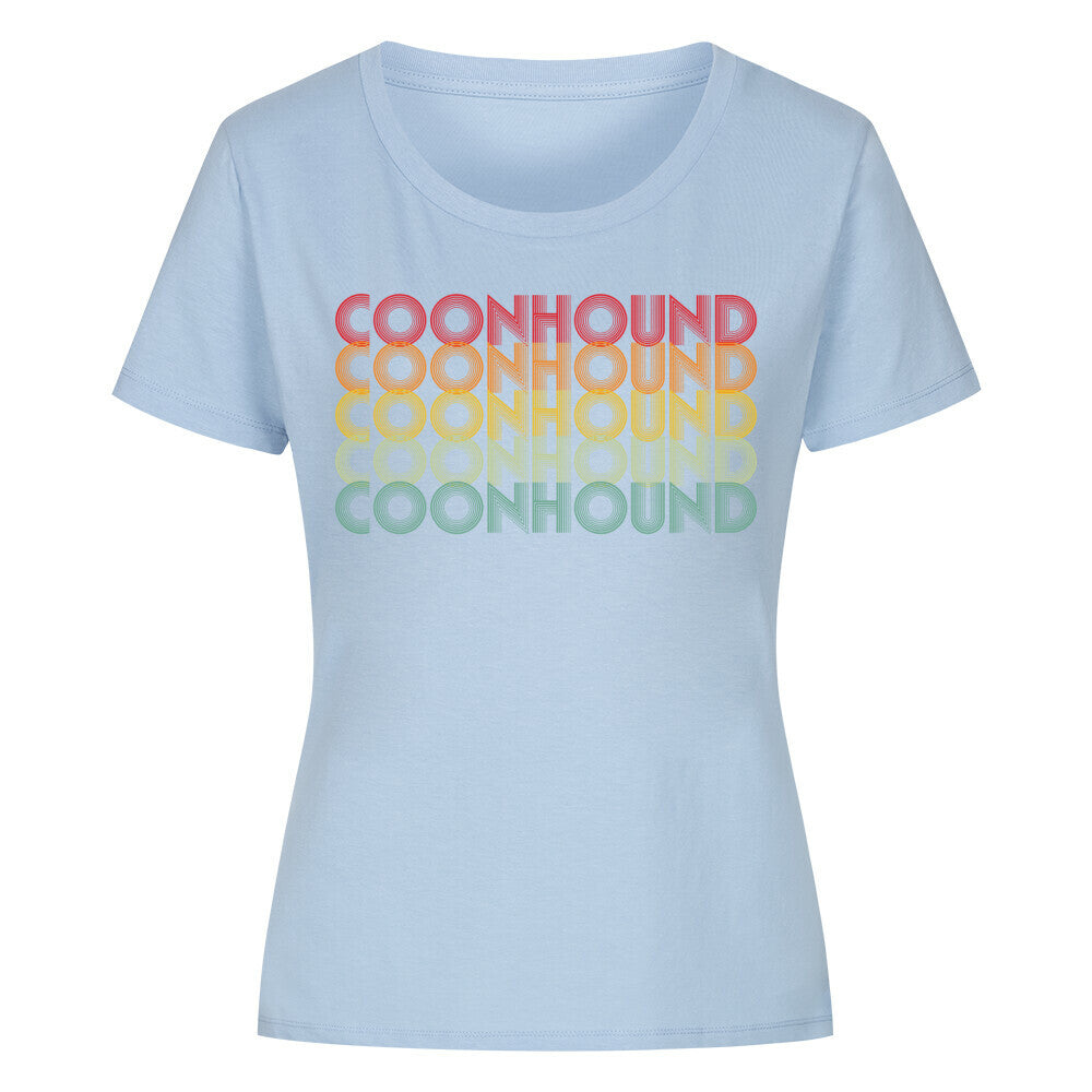 Premium Organic Damen-Shirt "Coonhound - Retro" Sky Blue – hunde-shirt.de
