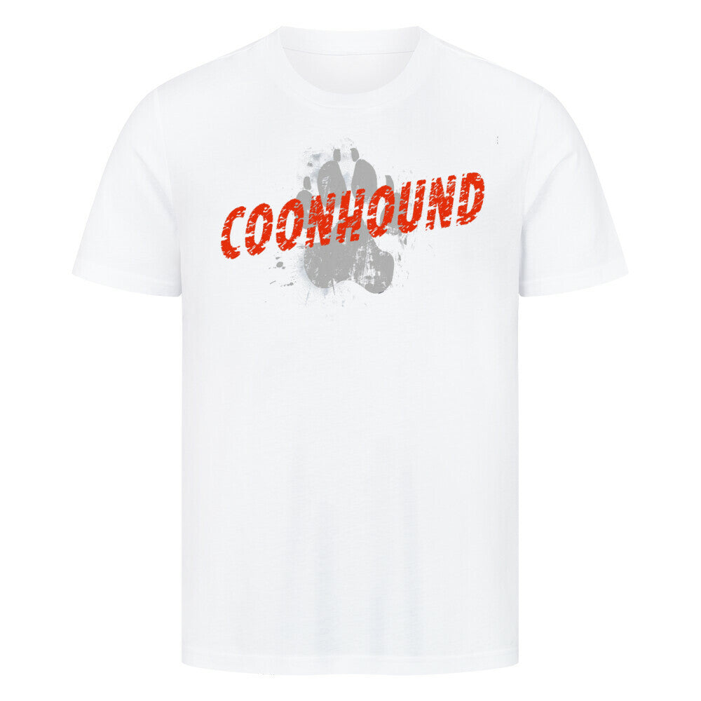Premium T-Shirt "Coonhound - PAW" Weiß – hunde-shirt.de