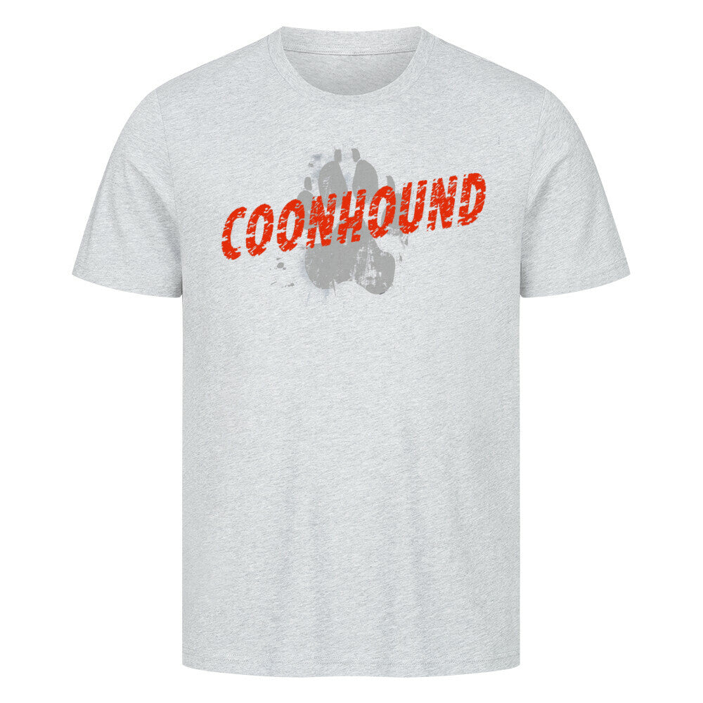 Premium T-Shirt "Coonhound - PAW" Heather Grey – hunde-shirt.de