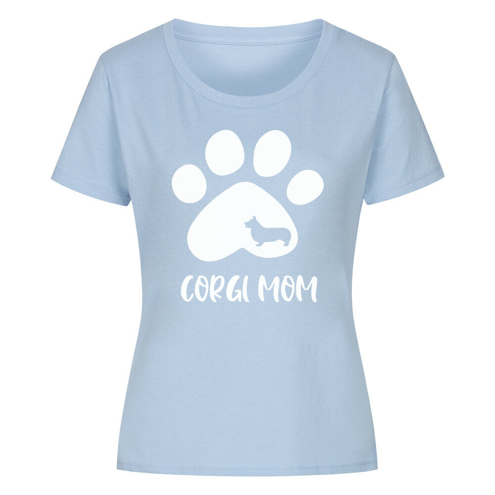Premium Organic Damen-Shirt "Corgi MOM" Sky Blue – hunde-shirt.de