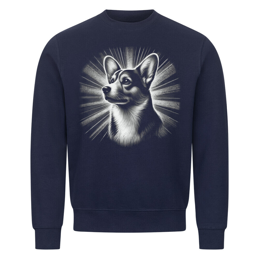 Premium Sweatshirt "Corgi Cardigan - Shine" Navy Blue – hunde-shirt.de