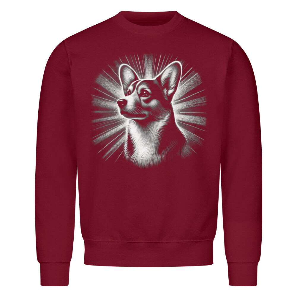 Premium Sweatshirt "Corgi Cardigan - Shine" Burgunder – hunde-shirt.de