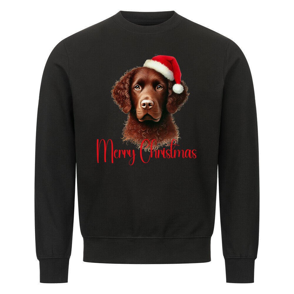 Premium Sweatshirt "Curly Coated - Merry Christmas" Schwarz – hunde-shirt.de
