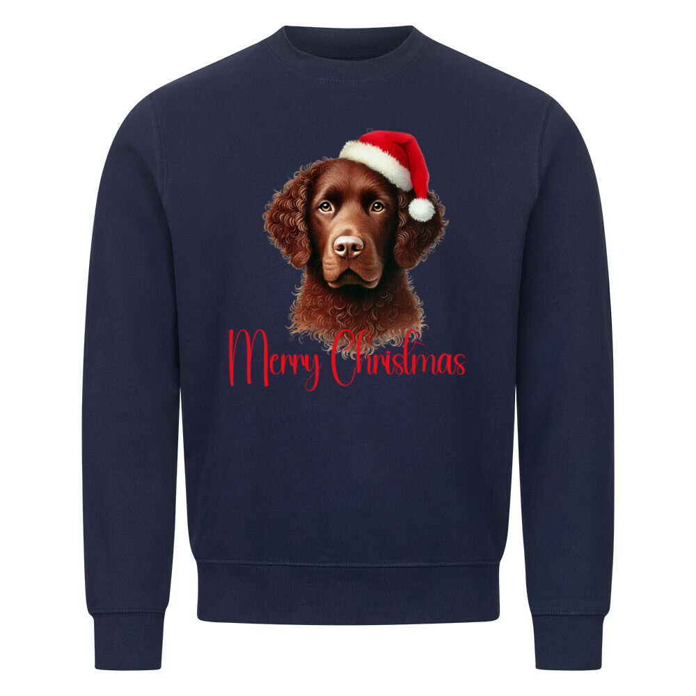 Premium Sweatshirt "Curly Coated - Merry Christmas" Navy Blue – hunde-shirt.de
