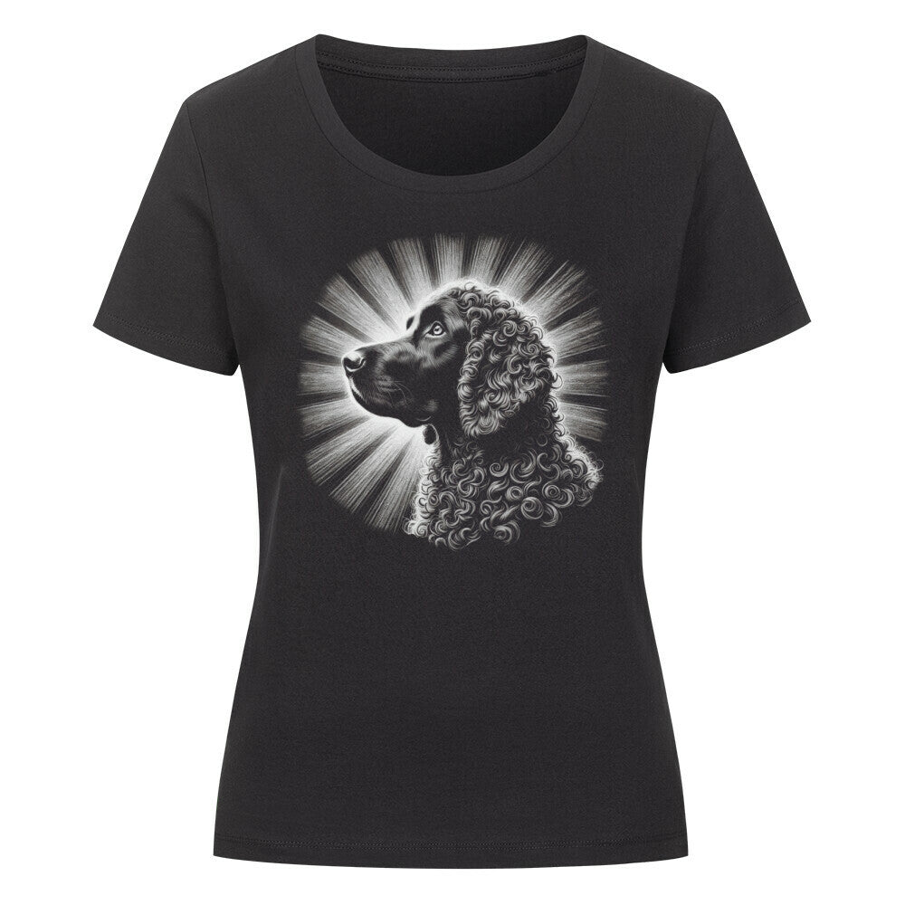 Premium Organic Damen-Shirt "Curly Coated Retriever - Bright" Schwarz – hunde-shirt.de