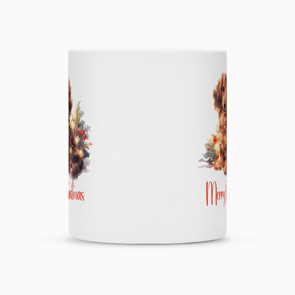 Tasse "Dackel ( Langhaar ) - Merry Christmas" – hunde-shirt.de