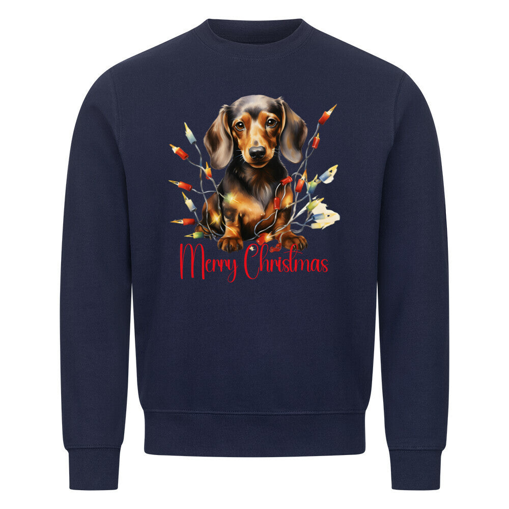 Premium Sweatshirt "Dackel - Merry Christmas" Navy Blue – hunde-shirt.de