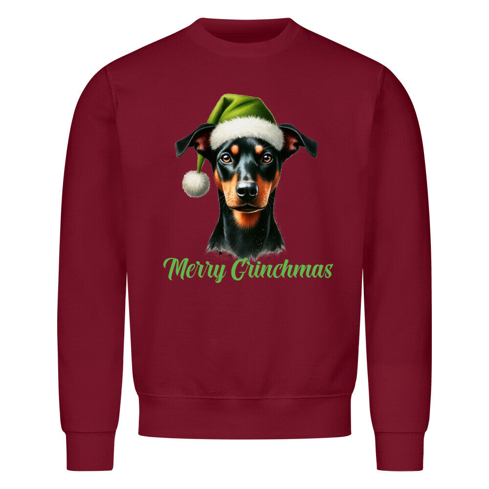 Premium Sweatshirt "Deutscher Pinscher - Merry Grinchmas" Burgunder – hunde-shirt.de