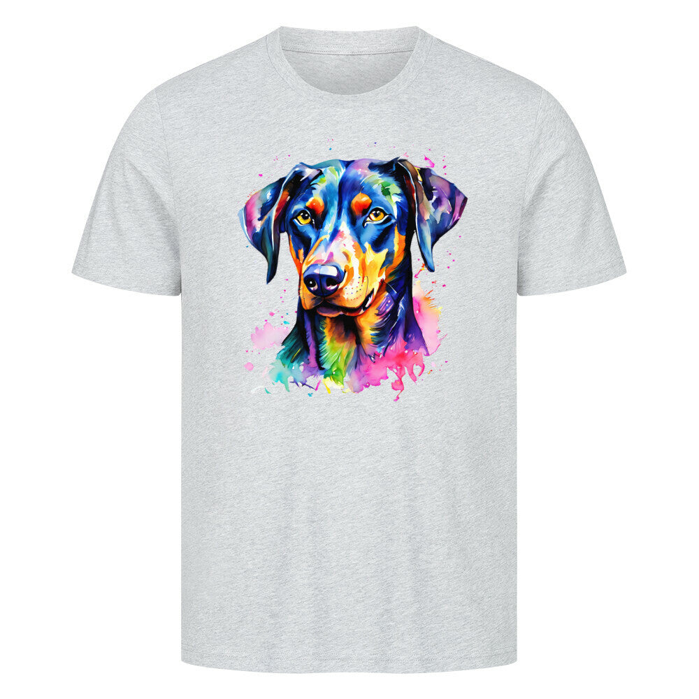 Premium T-Shirt "Dobermann - Splash" Heather Grey – hunde-shirt.de