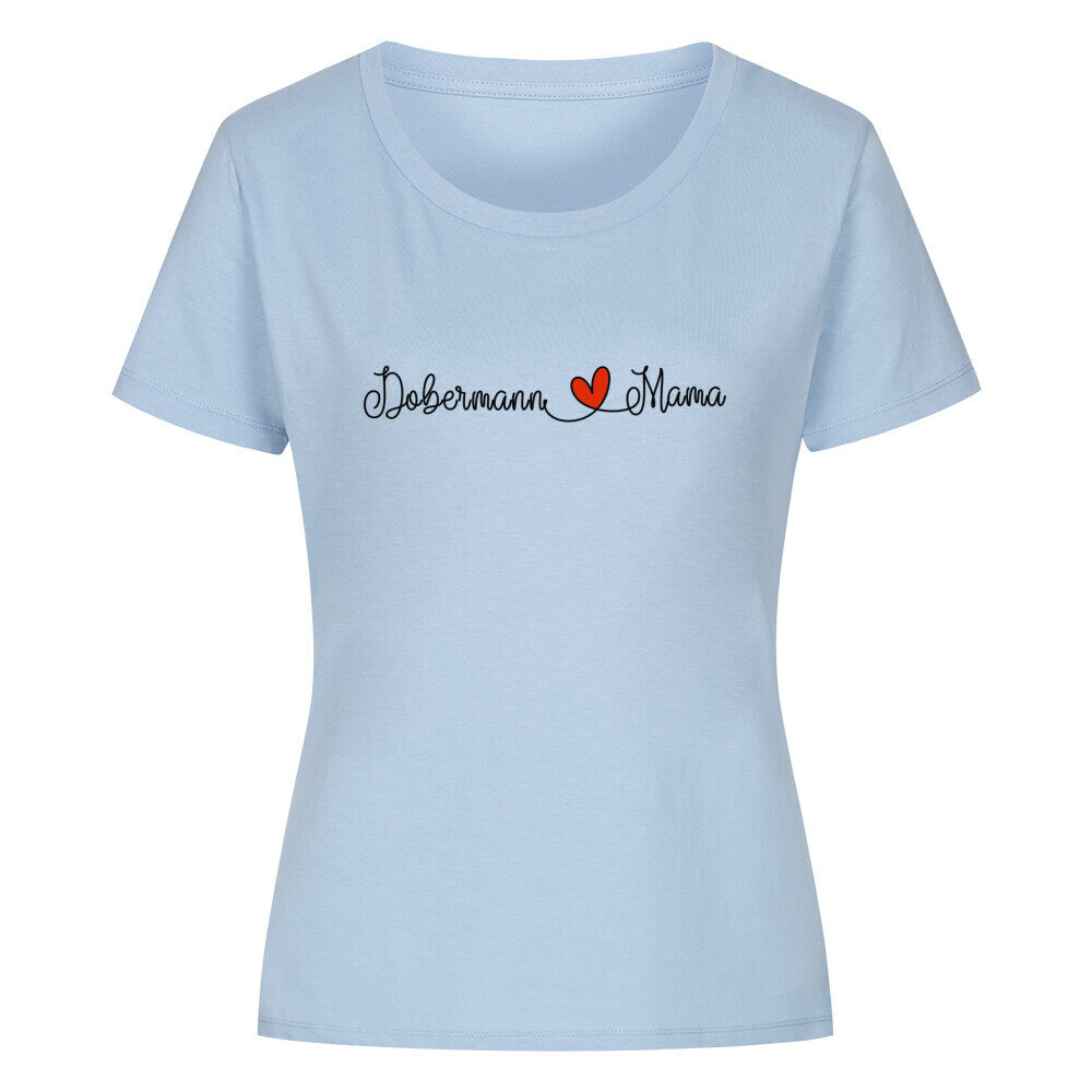 Premium Organic Damen-Shirt "Dobermann - Mama" Sky Blue – hunde-shirt.de