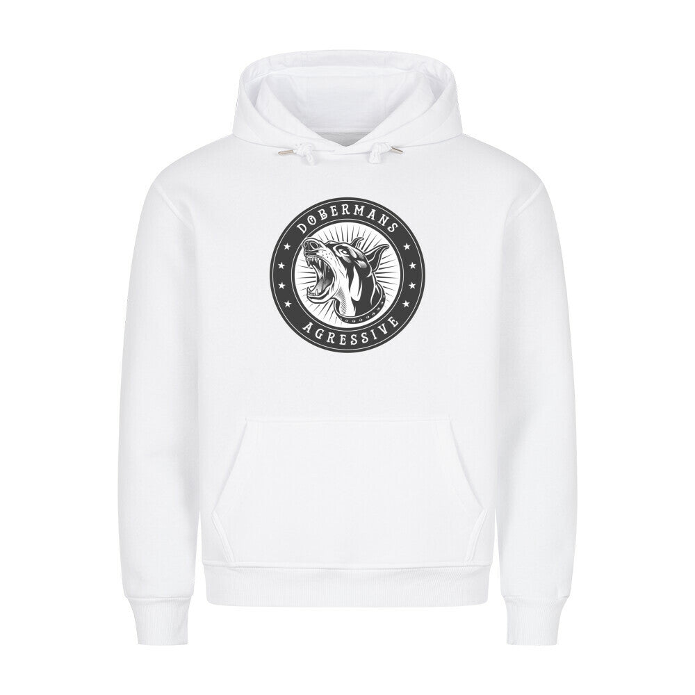 Premium Hoodie "Dobermann - Agressive" Weiß – hunde-shirt.de