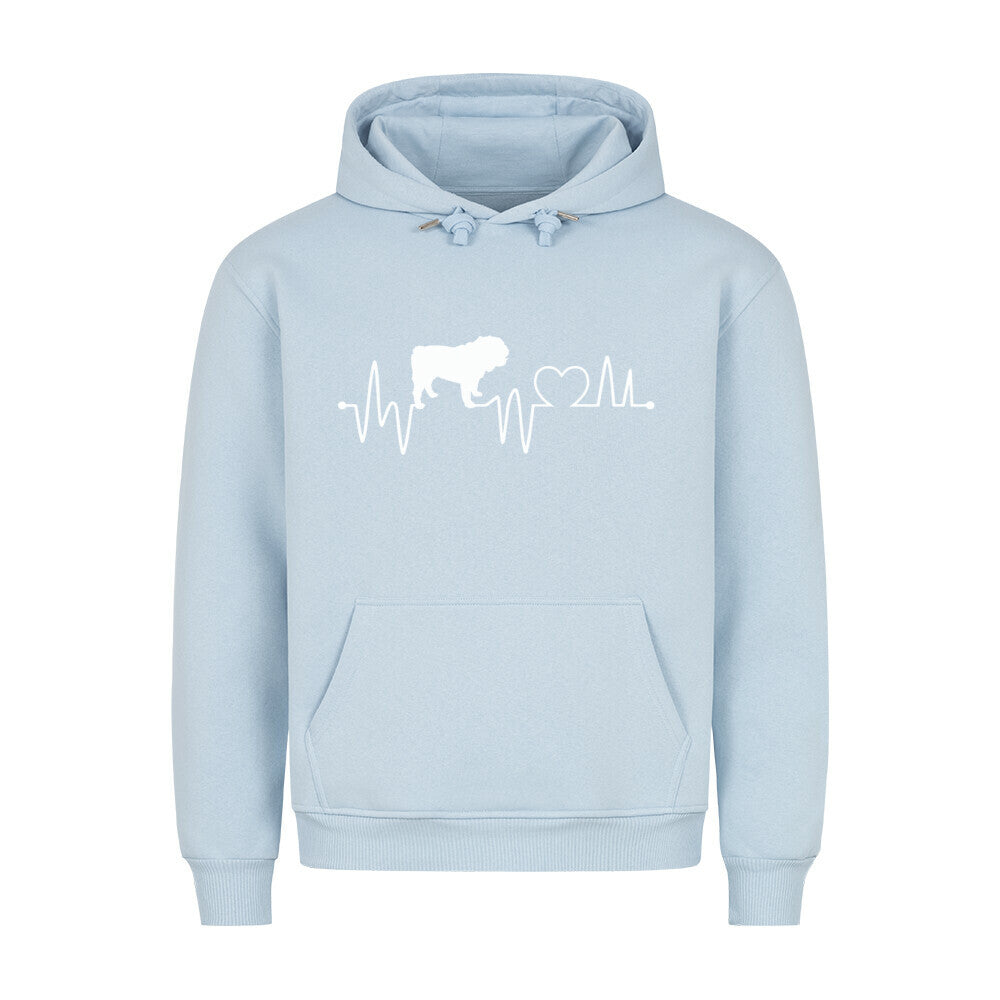Premium Hoodie "English Bulldog - Heartbeat" Babyblau – hunde-shirt.de