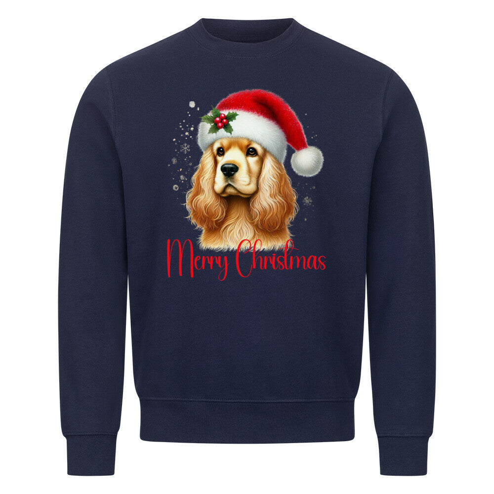 Premium Sweatshirt "English Cocker - Merry Christmas" Navy Blue – hunde-shirt.de