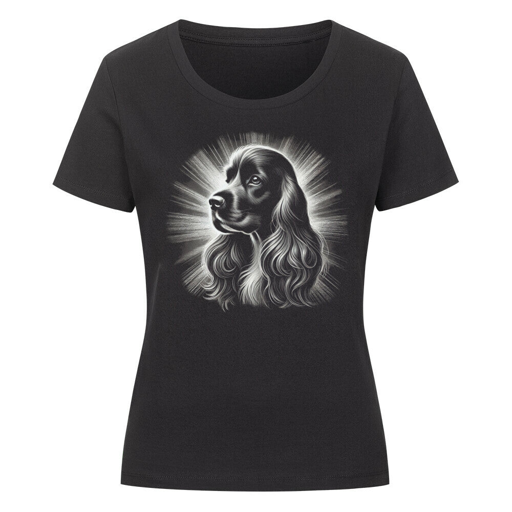 Premium Organic Damen-Shirt "English Cocker - Bright" Schwarz – hunde-shirt.de