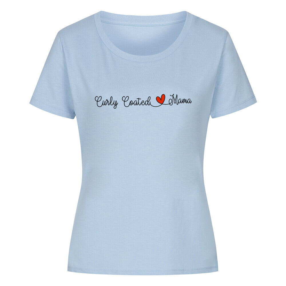 Premium Organic Damen-Shirt "Curly Coated - Mama" Sky Blue – hunde-shirt.de