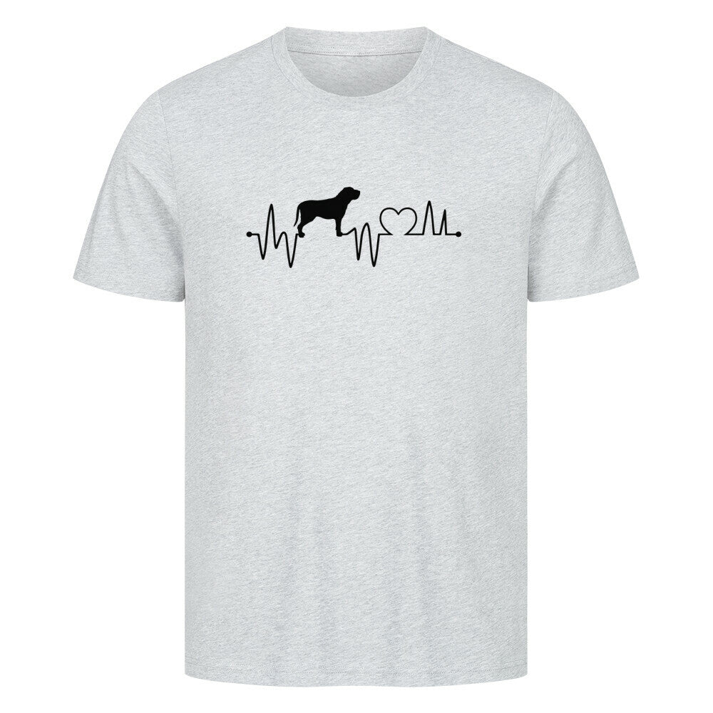 Premium T-Shirt "Fila Brasileiro - Heartbeat" Heather Grey – hunde-shirt.de