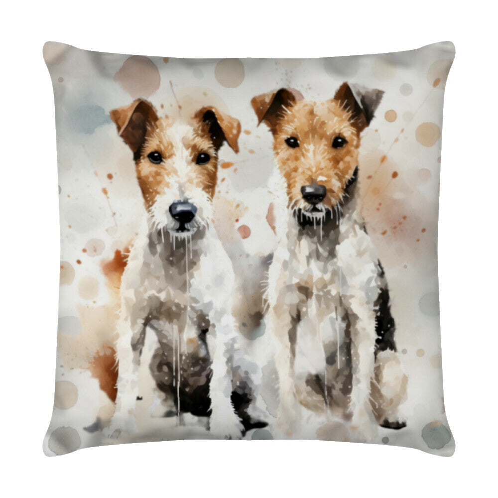 Kissen "Foxterrier - Twins" Weiß – hunde-shirt.de
