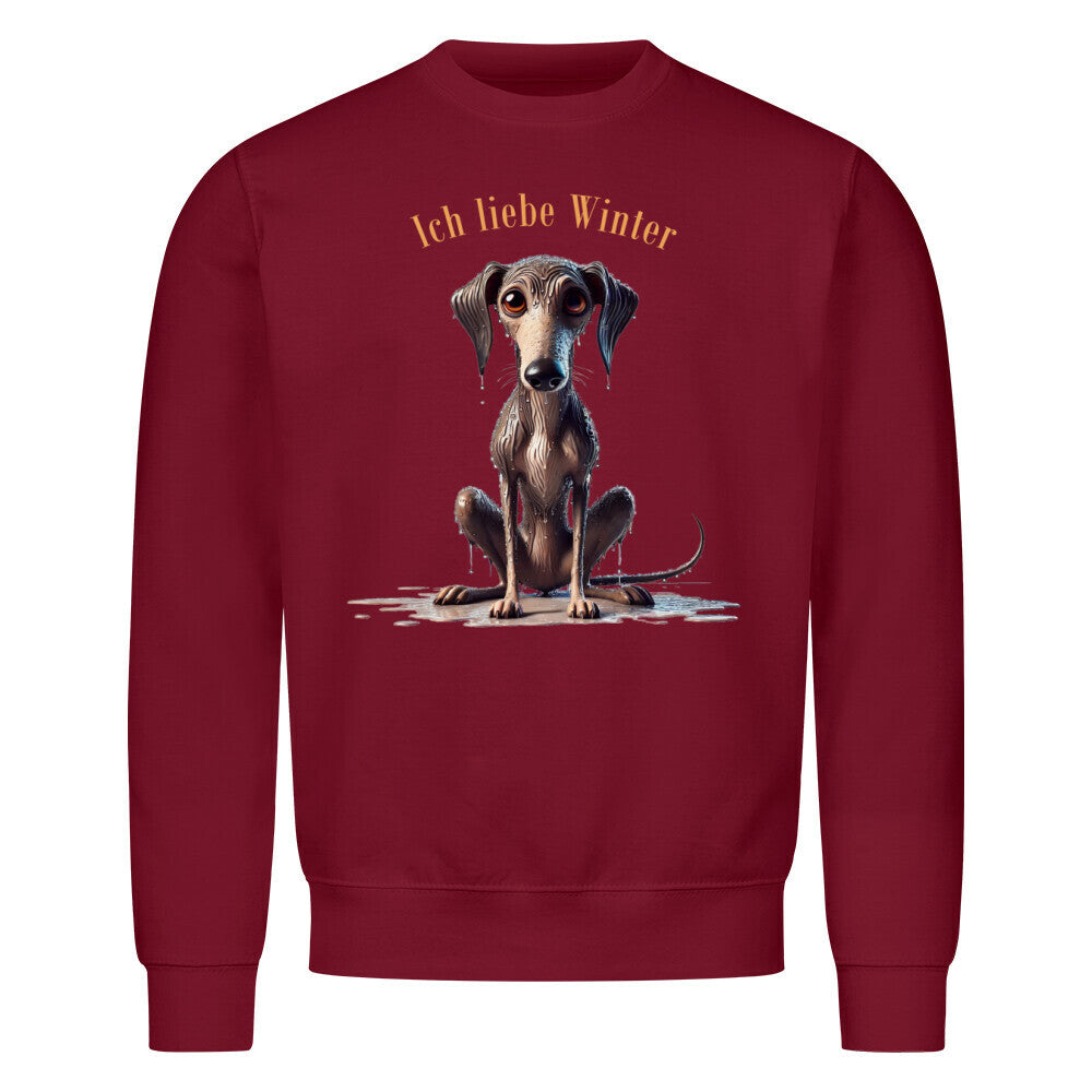 Premium Sweatshirt Galgo - Ich liebe Winter" Burgunder – hunde-shirt.de