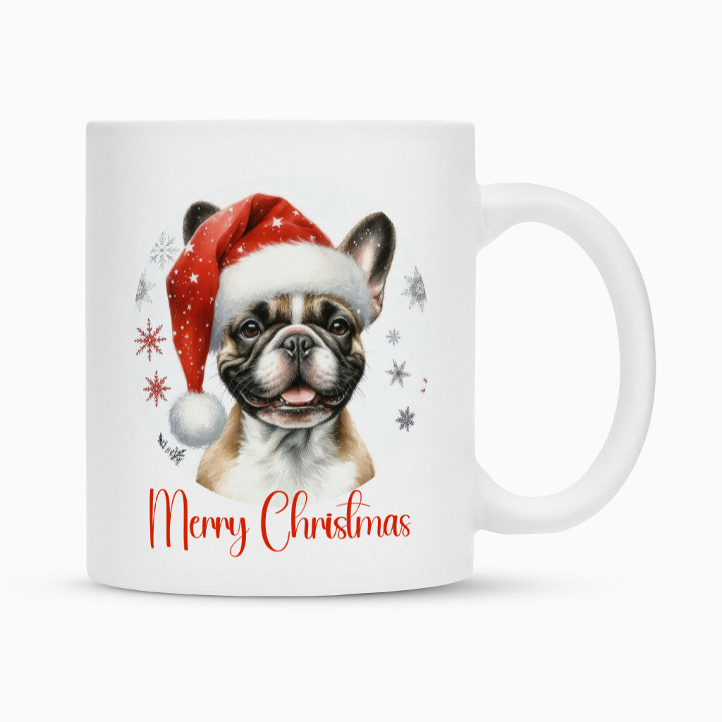 Tasse "Französische Bulldogge - Merry Cristmas" Weiß – hunde-shirt.de