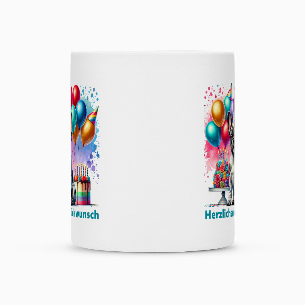 Tasse "Frenchie Merle - Herzlichen Glückwunsch" – hunde-shirt.de