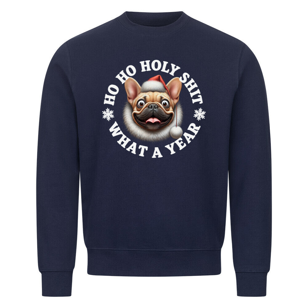 Premium Sweatshirt "Frenchie Fawn - HO HO..." Navy Blue – hunde-shirt.de
