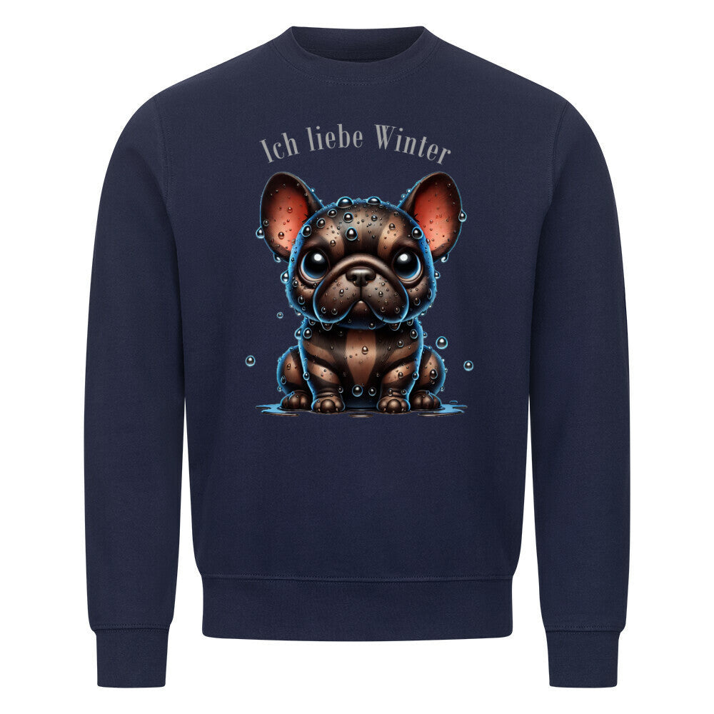 Premium Sweatshirt "Frenchie - Ich liebe Winter II" Navy Blue – hunde-shirt.de
