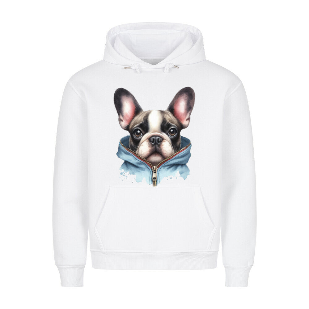Premium Hoodie "Frenchie - Zipper" Weiß – hunde-shirt.de
