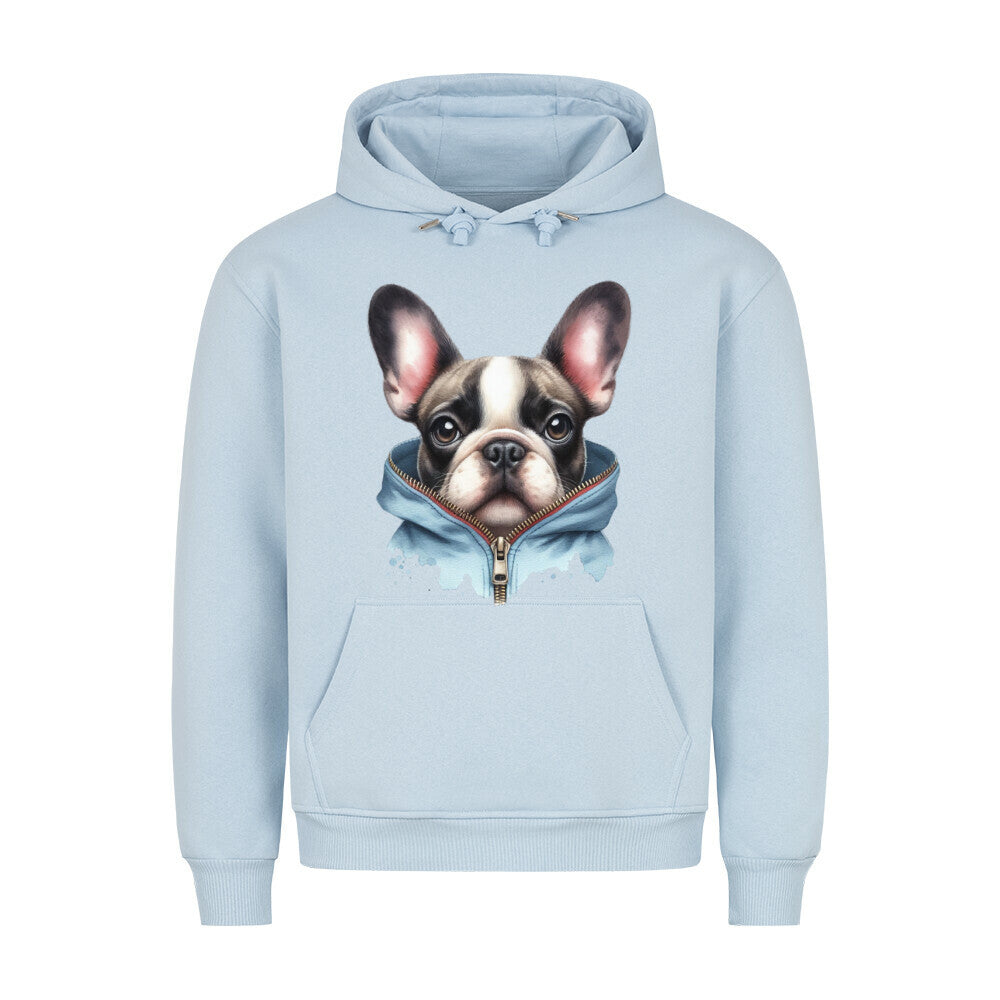 Premium Hoodie "Frenchie - Zipper" Babyblau – hunde-shirt.de