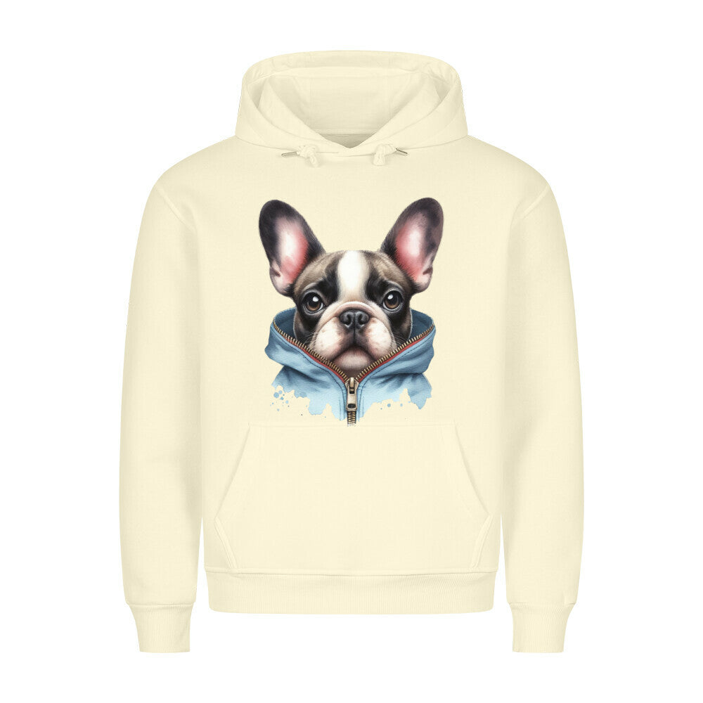 Premium Hoodie "Frenchie - Zipper" Beige – hunde-shirt.de